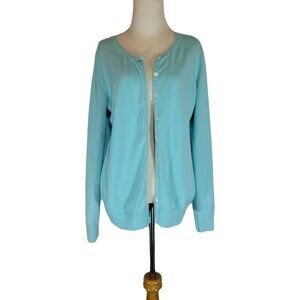 OLD NAVY Women's Long Sleeve Stretchy Button Up Cardigan Large Blue Y2K or 90s